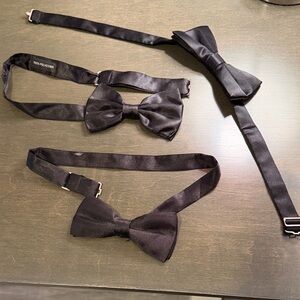 Men's Black Satin Bow Tie - Unbranded